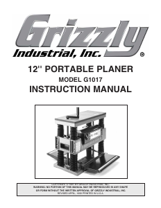 Manual Grizzly G1017 Planer