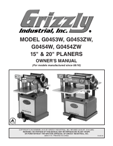 Manual Grizzly G0454ZW Planer