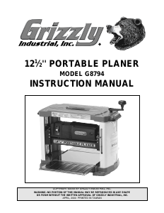 Handleiding Grizzly G8794 Schaafmachine