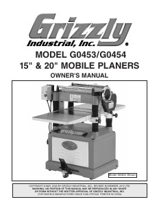 Manual Grizzly G0453 Planer