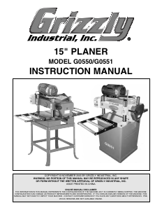 Manual Grizzly G0550 Planer