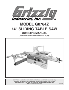 Manual Grizzly G0764Z Table Saw