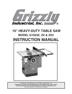 Manual Grizzly G1023ZX Table Saw