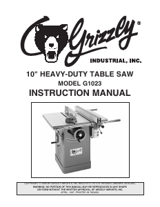 Manual Grizzly G1023 Table Saw