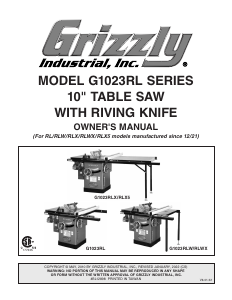 Handleiding Grizzly G1023RLX Tafelzaag