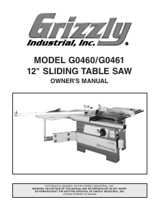 Manual Grizzly G0460 Table Saw