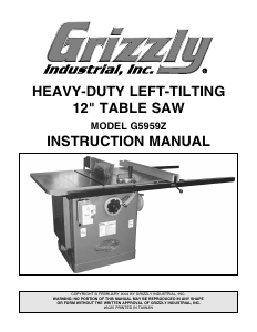 Manual Grizzly G5959Z Table Saw