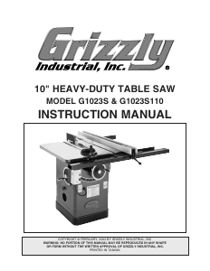 Manual Grizzly G1023S Table Saw