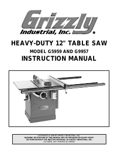 Manual Grizzly G5959 Table Saw