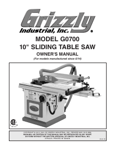 Handleiding Grizzly G0700 Tafelzaag