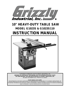 Manual Grizzly G1023S110 Table Saw