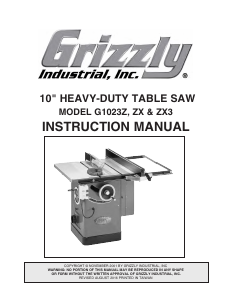 Handleiding Grizzly G1023ZX3 Tafelzaag