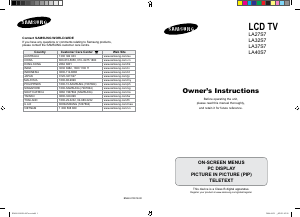 Manual Samsung LA32S72B LCD Television