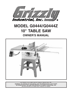 Manual Grizzly G0444Z Table Saw