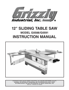 Manual Grizzly G0588 Table Saw