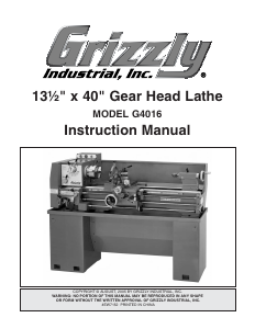 Manual Grizzly G4016 Lathe