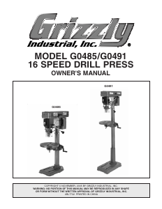 Handleiding Grizzly G0491 Kolomboormachine