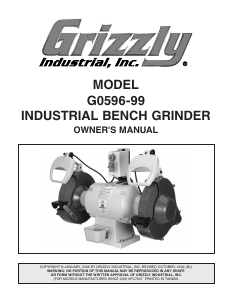 Manual Grizzly G0596 Bench Grinder
