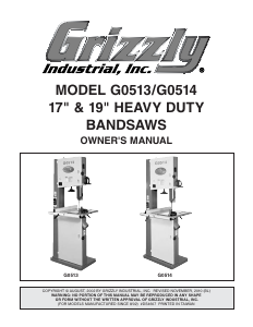 Manual Grizzly G0514 Band Saw