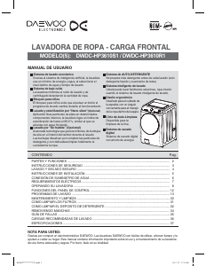 Manual de uso Daewoo DWDC-HP3610R1 Lavadora