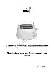 Bedienungsanleitung Mia TA 0032-3 Toaster