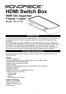 Manual Monoprice HD-411E3 HDMI Switch