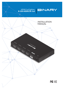 Handleiding Binary B-230-HDSPLTR-1x4 HDMI Switch