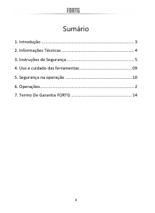 Manual FORTG FG0006.FE.A Serra de esquadria metal