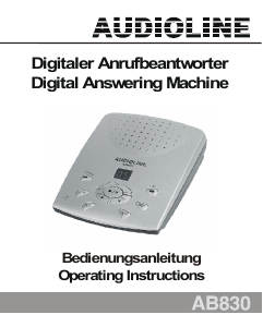 Manual Audioline AB830 Answering Machine