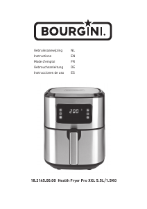 Manual Bourgini 18.2145.00.00 Health Fryer Pro XXL Deep Fryer