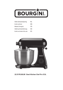 Manual Bourgini 22.5195.00.00 Steel Kitchen Chef Pro Stand Mixer