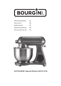 Mode d’emploi Bourgini 22.5196.00.00 Supreme Kitchen Chef Pro Robot sur socle