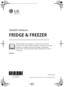 Руководство LG GC-B257SQZV Холодильник с морозильной камерой