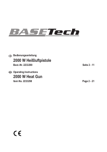 Bedienungsanleitung Basetech 2233290 Heissluftpistole