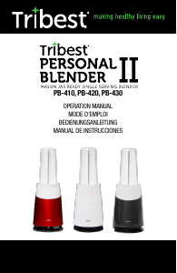 Manual Tribest PB-420GY-A Personal II Blender