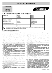 Mode d’emploi Curtiss PTL 12 E Lave-linge