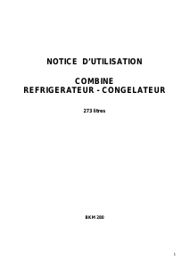 Mode d’emploi Curtiss BKM280 Réfrigérateur combiné