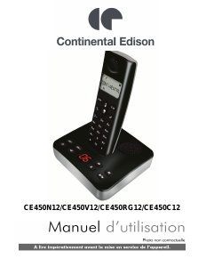 Mode d’emploi Continental Edison CE450C12 Téléphone sans fil