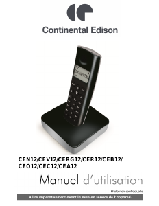 Mode d’emploi Continental Edison CEA12 Téléphone sans fil