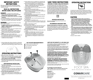 Manual de uso Conair FB40 Baño de pie