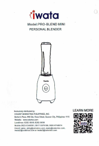 Manual Iwata Pro Blend Mini Blender