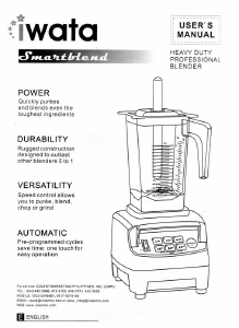 Manual Iwata Smartblend Blender