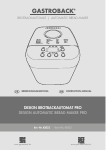 Bedienungsanleitung Gastroback 42822 Pro Brotbackautomat