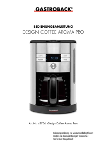 Manual Gastroback 42704 Aroma Pro Coffee Machine