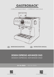 Bedienungsanleitung Gastroback 42626 Advanced Duo Espressomaschine