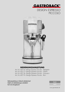 Handleiding Gastroback 42716 Piccolo Espresso-apparaat
