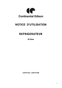Mode d’emploi Continental Edison CERTT72S Réfrigérateur