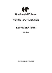 Mode d’emploi Continental Edison CERTTL115S Réfrigérateur