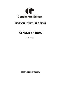 Mode d’emploi Continental Edison CERTTL132W Réfrigérateur