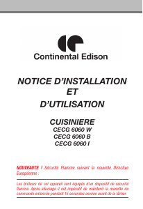 Mode d’emploi Continental Edison CECG6060B Cuisinière
